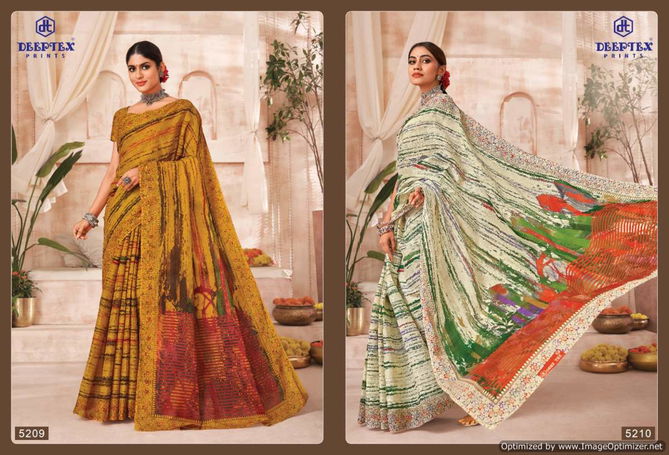 Mother India Vol 52 By Deeptex Daily Wear Printed Cotton Sarees Wholesale Market In Surat
